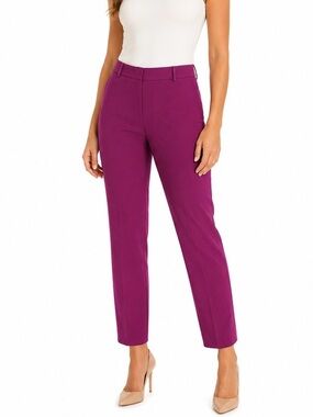 LOFT Riviera Slim Cropped Pants Size 14 Pink Linen Blend Ankle Career